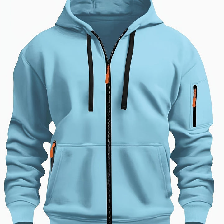 Heren Ritssluiting Hoodie in hemelsblauw, Comfortabele Dagelijkse Laag