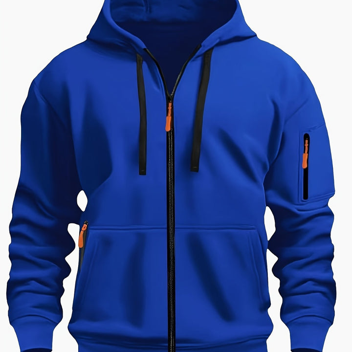 Heren Ritssluiting Hoodie in koningsblauw, Comfortabele Dagelijkse Laag