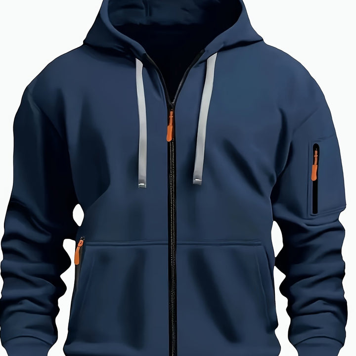 Heren Ritssluiting Hoodie in marineblauw, Comfortabele Dagelijkse Laag