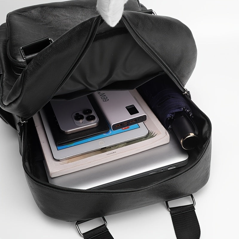 Heren Rugzak met Laptopvak - Zwart PU
