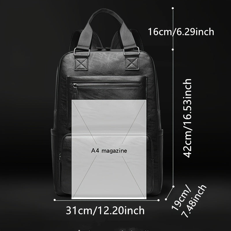 Heren Rugzak met Laptopvak - Zwart PU