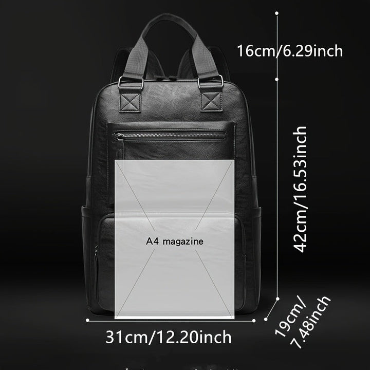 Heren Rugzak met Laptopvak - Zwart PU