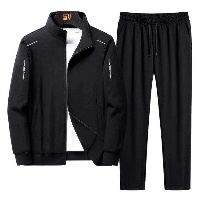 Heren Set Rits Winter - Comfortabele Tweedelige Outfit - Zwart
