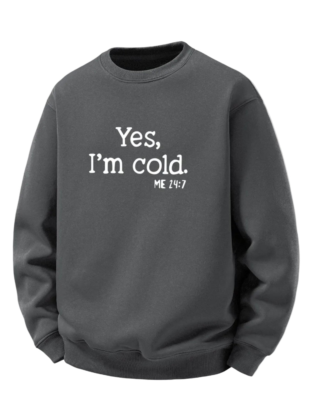Heren Sherpa Fleece Sweatshirt Geprint in grijs, Relaxed Fit Crew Neck