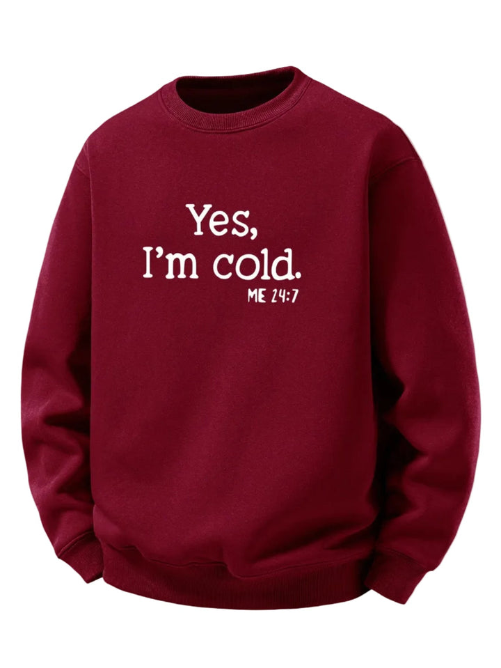 Heren Sherpa Fleece Sweatshirt Geprint in wijnrood, Relaxed Fit Crew Neck