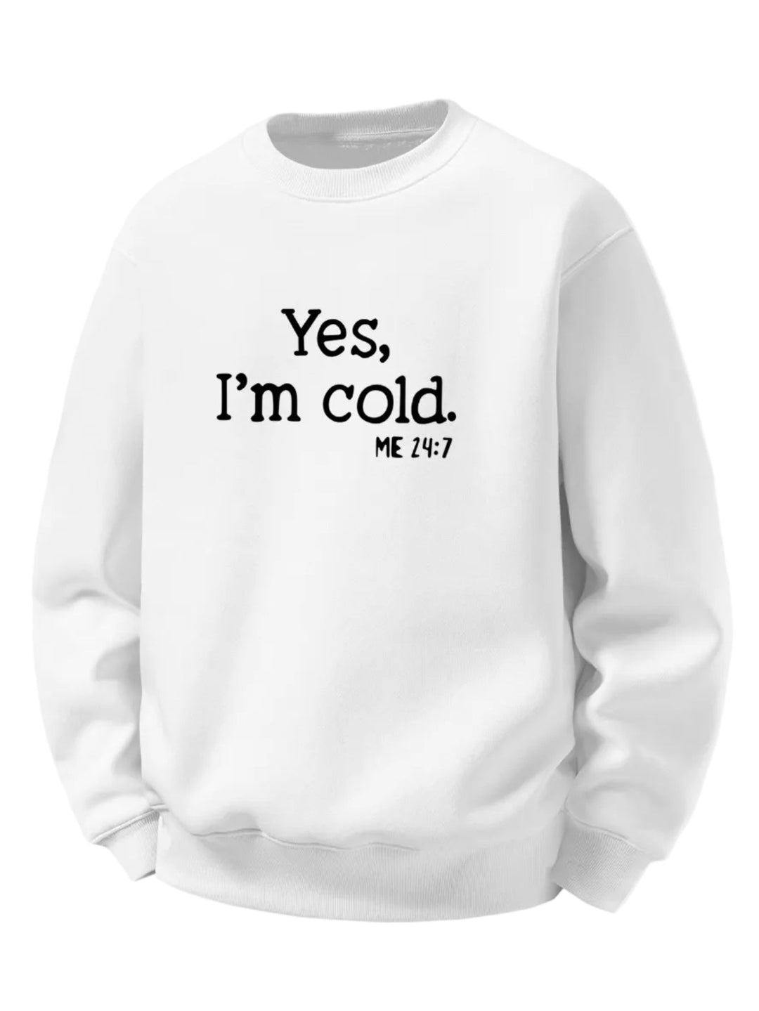 Heren Sherpa Fleece Sweatshirt Geprint in wit, Relaxed Fit Crew Neck