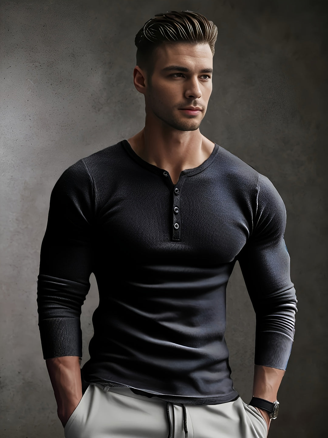 Heren Shirt Slim Fit Geribd - Sportief & Casual