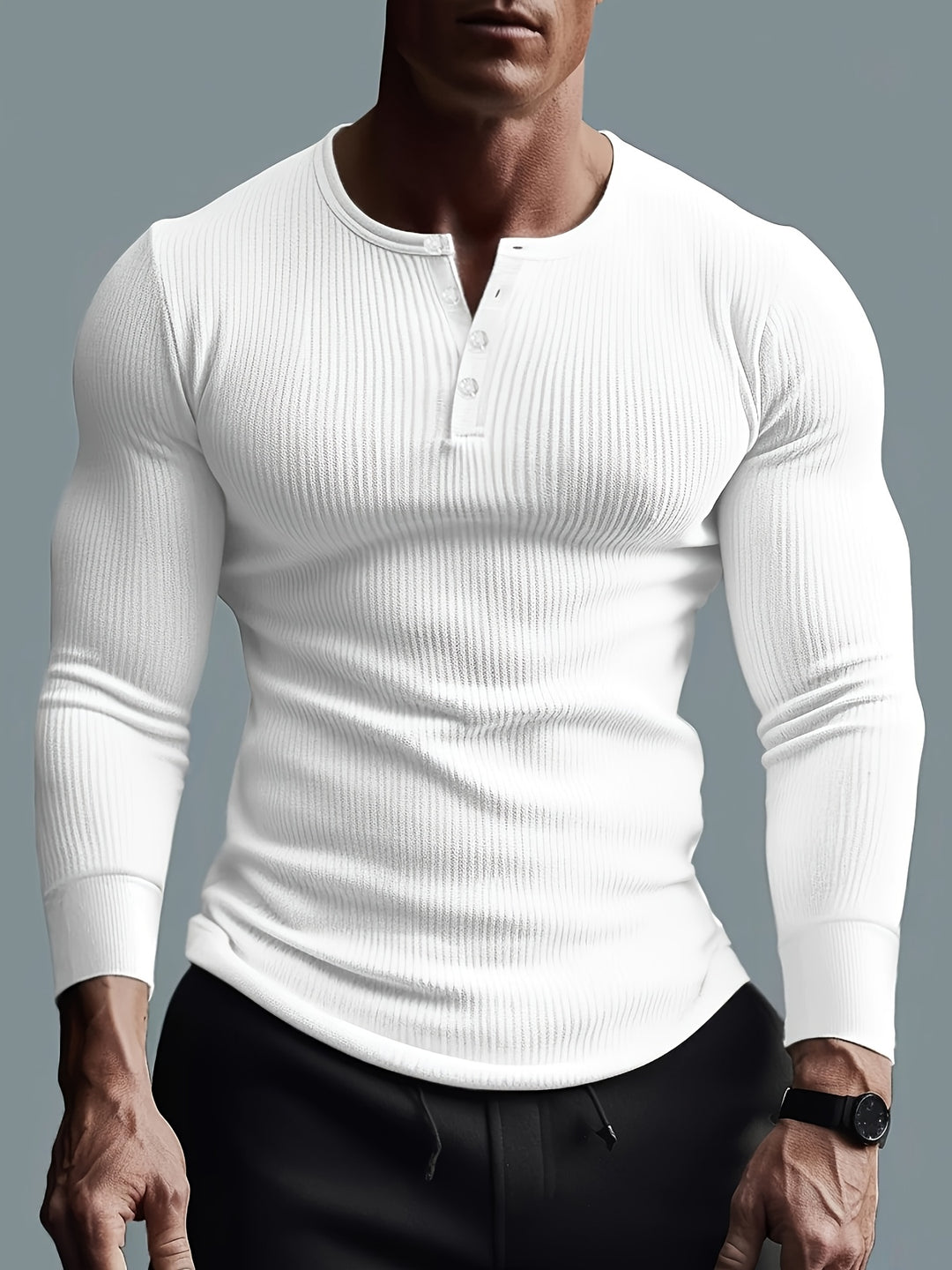 Heren Shirt Slim Fit Geribd - Sportief & Casual - Wit