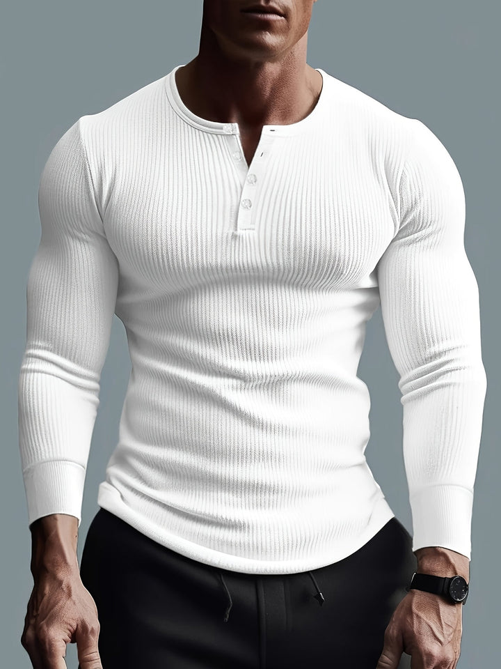 Heren Shirt Slim Fit Geribd - Sportief & Casual - Wit