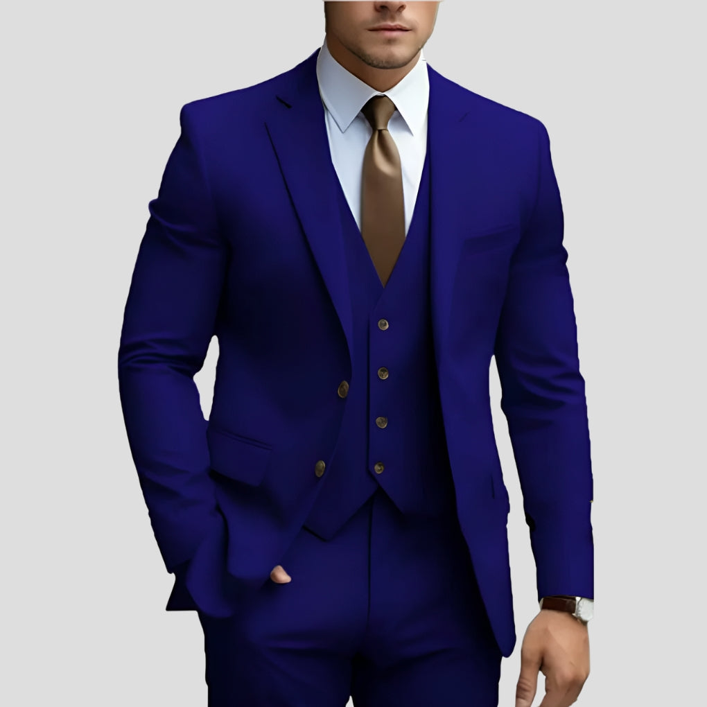 Heren Slim-Fit Driedelig Pak in blauw, Elegante Formele Snit