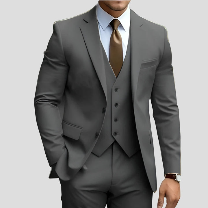 Heren Slim-Fit Driedelig Pak in grijs (donker), Elegante Formele Snit