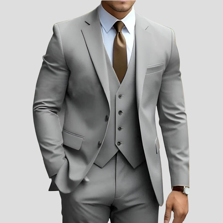 Heren Slim-Fit Driedelig Pak in grijs, Elegante Formele Snit