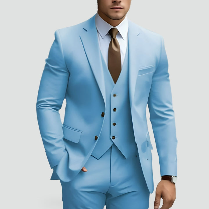 Heren Slim-Fit Driedelig Pak in lichtblauw, Elegante Formele Snit