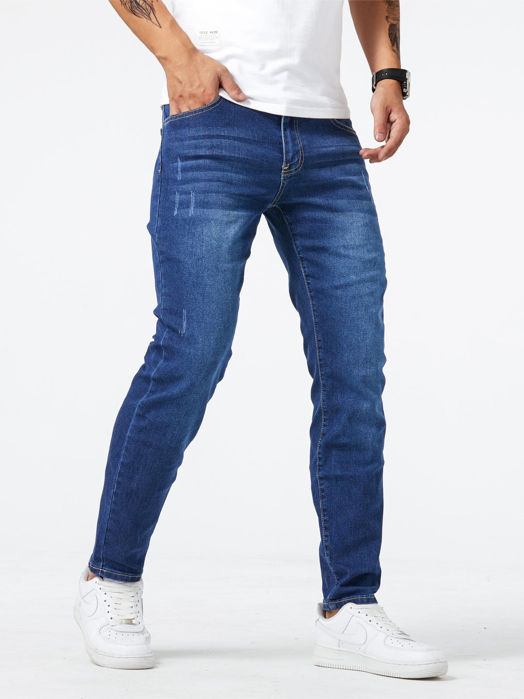 Heren Slim Fit Jeans - Stretch Comfort - Blauw