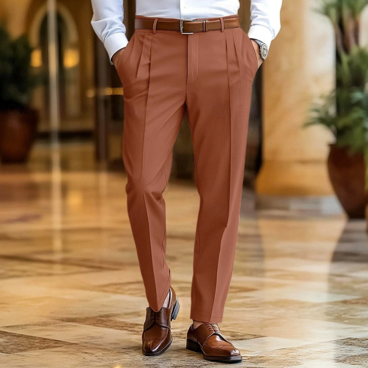 Heren Slim Fit Zakelijke Broek - Klassiek Design - Bruin