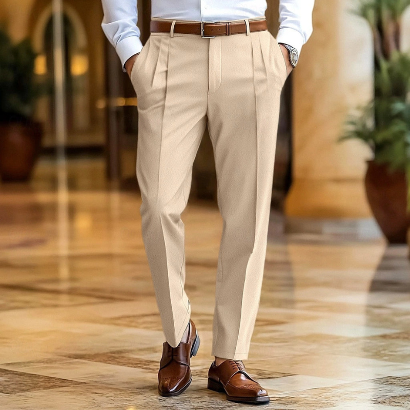 Heren Slim Fit Zakelijke Broek - Klassiek Design - Khaki