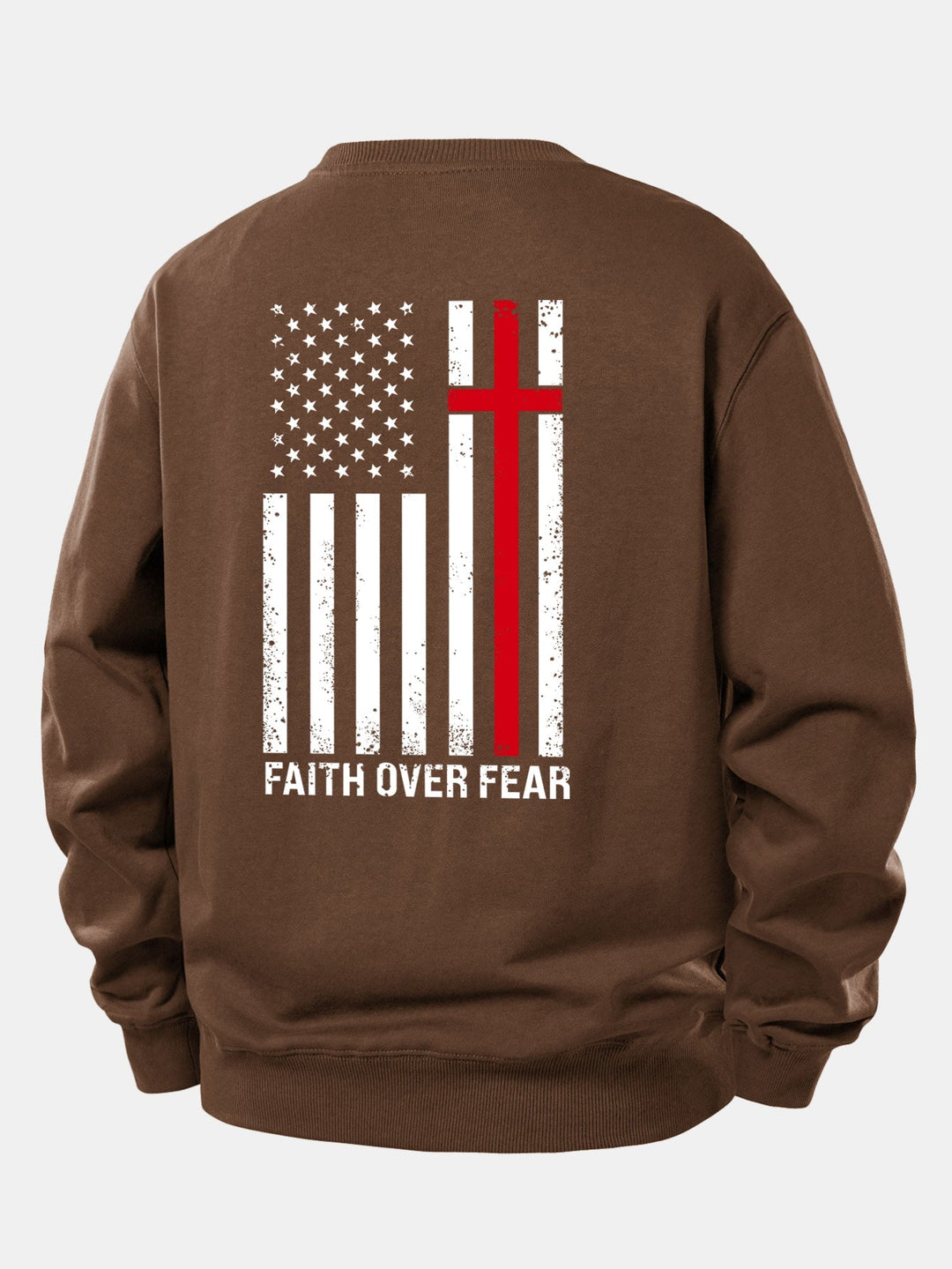 Heren Slogan Print Sweatshirt in bruin, Relaxed Fit Crew Neck