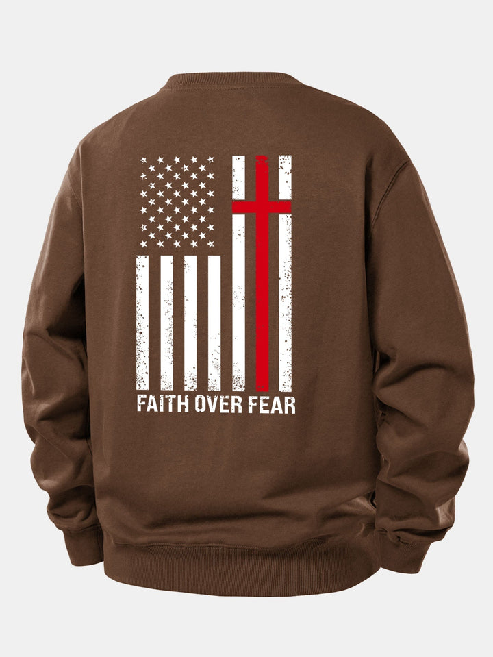 Heren Slogan Print Sweatshirt in bruin, Relaxed Fit Crew Neck