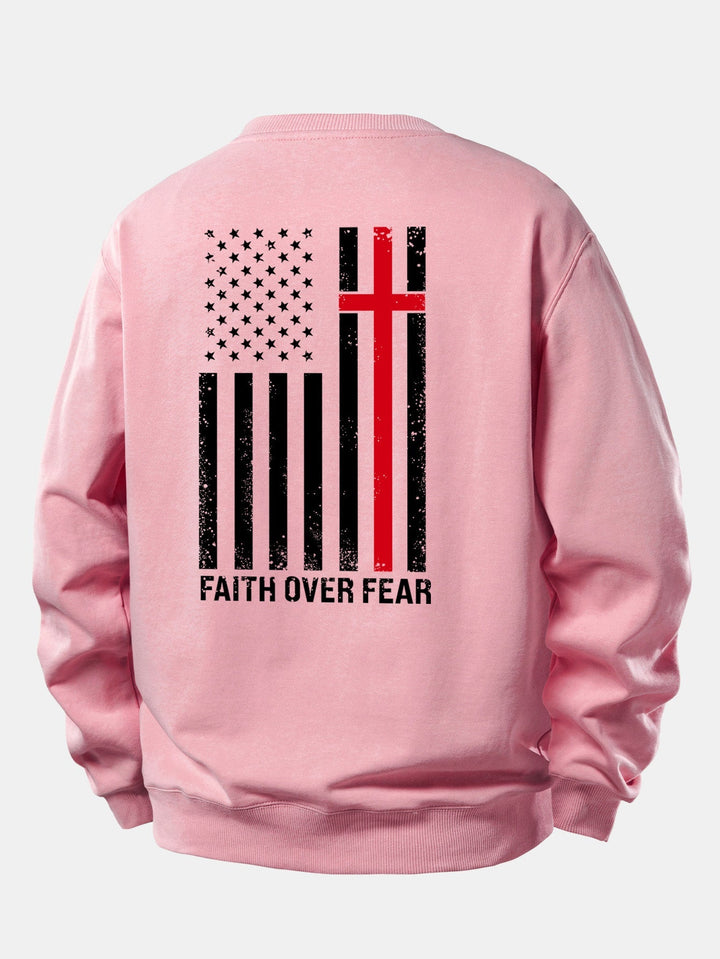 Heren Slogan Print Sweatshirt in lichtroze, Relaxed Fit Crew Neck