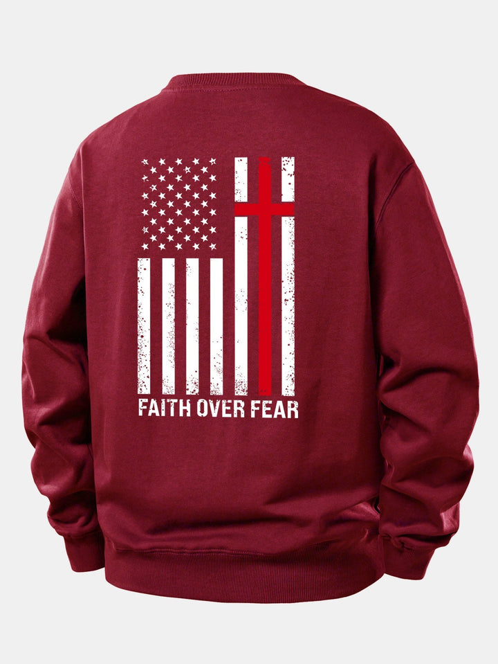 Heren Slogan Print Sweatshirt in wijnrood, Relaxed Fit Crew Neck