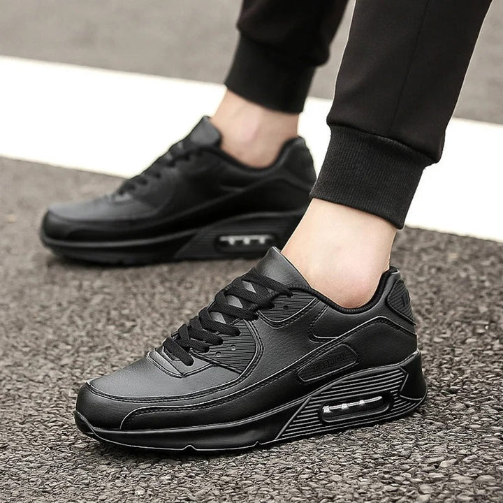 Heren Sneakers Wit - Comfortabele Wandelschoenen met Antislip - Zwart 2