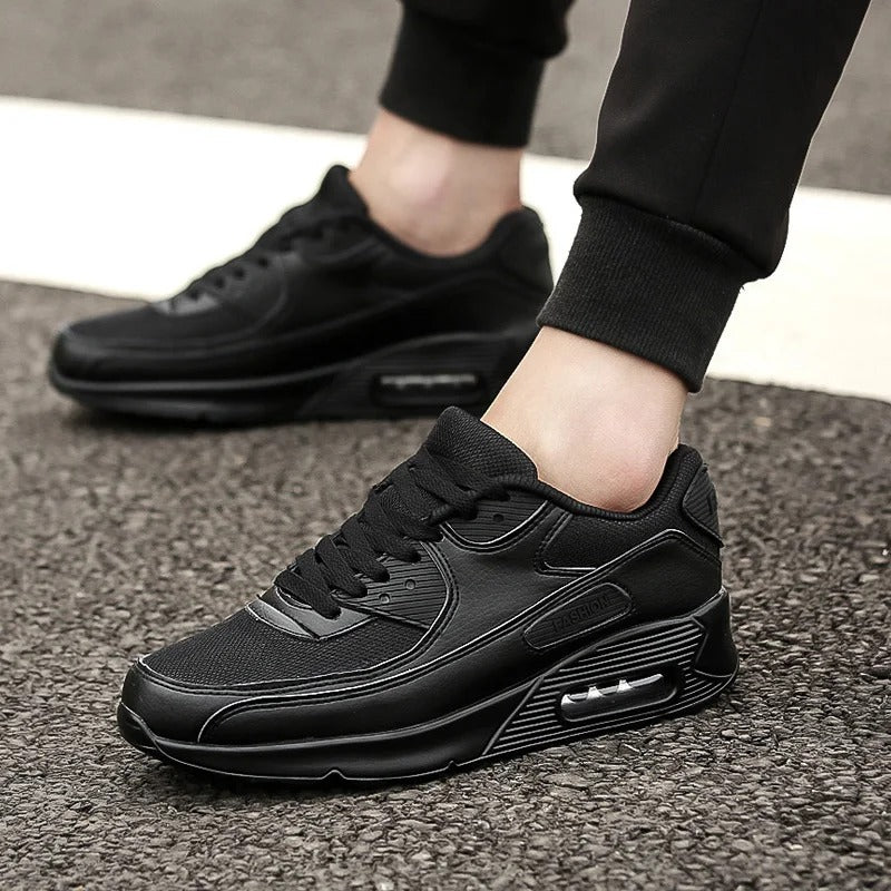 Heren Sneakers Wit - Comfortabele Wandelschoenen met Antislip - Zwart