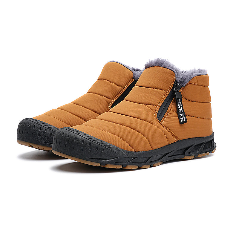Heren Sneeuwlaarzen met Rits - Warm Gevoerd & Antislip - Geel