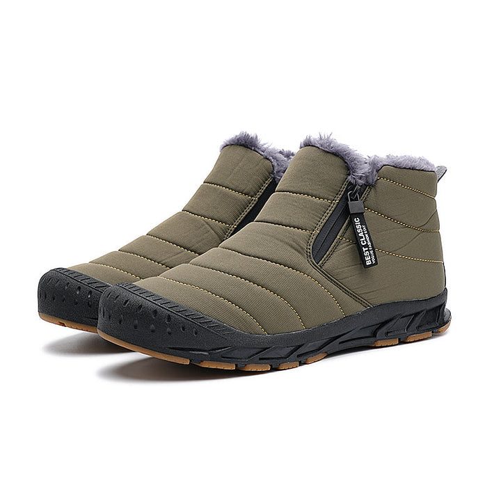 Heren Sneeuwlaarzen met Rits - Warm Gevoerd & Antislip - Groen