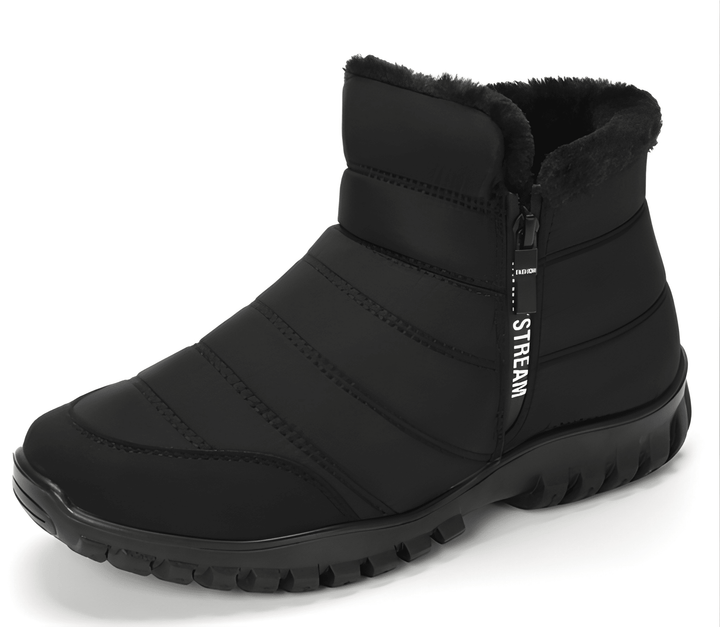 Heren Sneeuwlaarzen met Rits - Warm Gevoerd & Antislip - Zwart