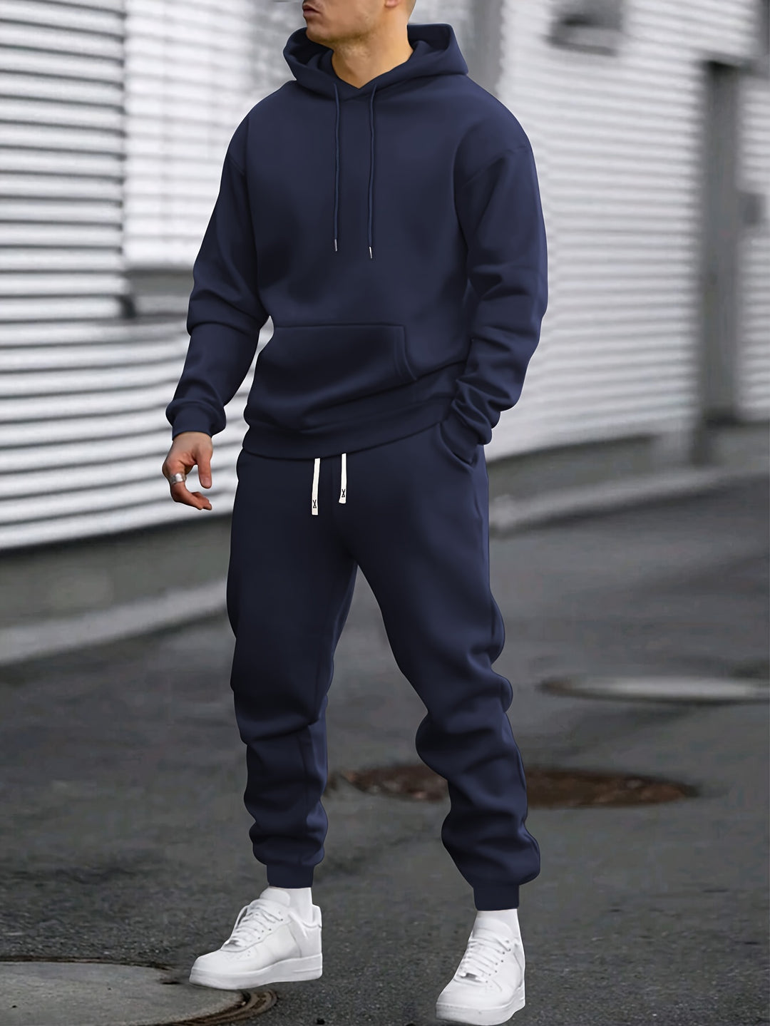 Heren Sportset Hoodie & Joggingbroek - Comfortabel & Ademend - Blauw
