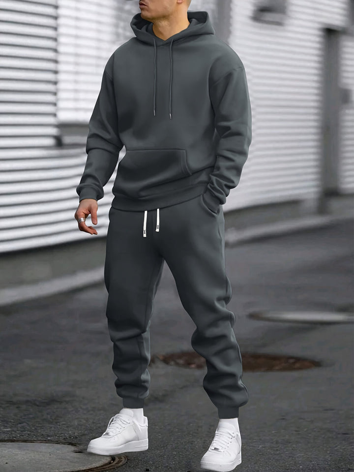 Heren Sportset Hoodie & Joggingbroek - Comfortabel & Ademend - Donkergrijs