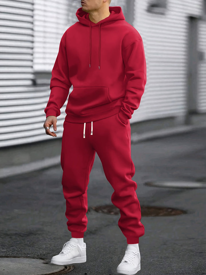 Heren Sportset Hoodie & Joggingbroek - Comfortabel & Ademend - Rood