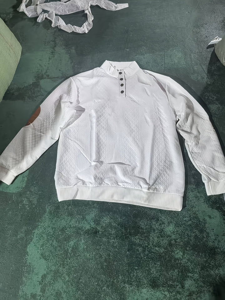 Heren Stand Collar Button Henley Sweater - Klassiek Comfort