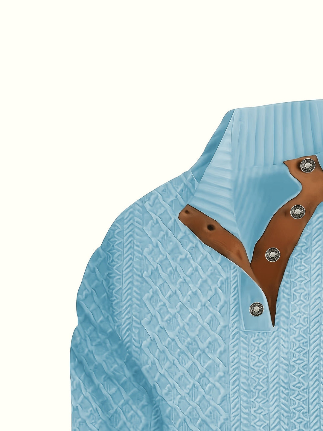 Heren Stand Collar Button Henley Sweater - Klassiek Comfort