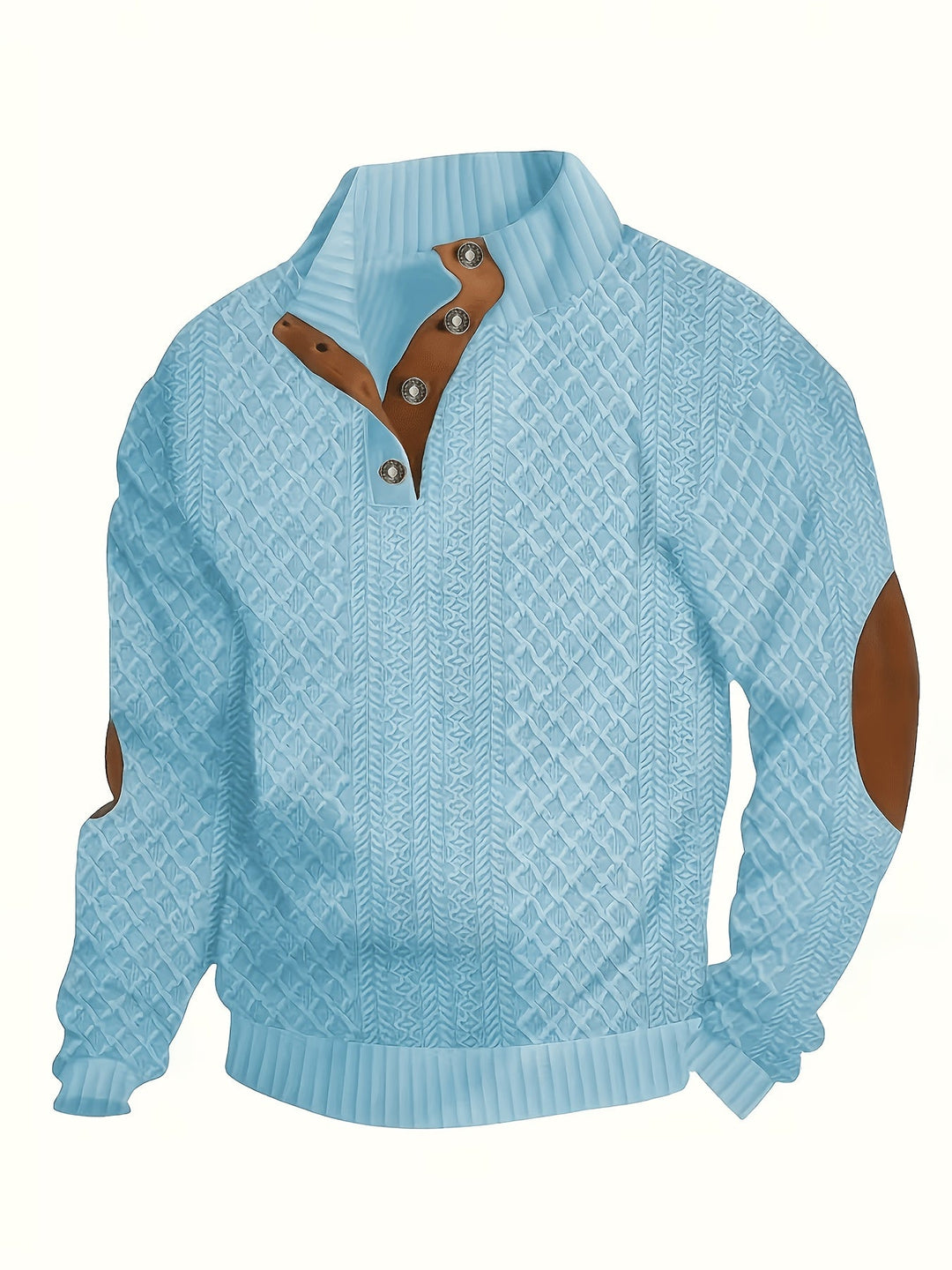 Heren Stand Collar Button Henley Sweater - Klassiek Comfort