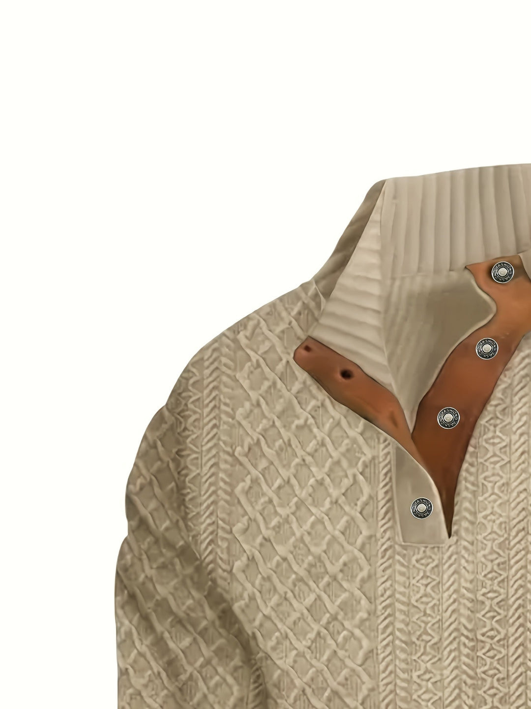 Heren Stand Collar Button Henley Sweater - Klassiek Comfort