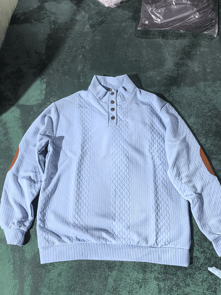 Heren Stand Collar Button Henley Sweater - Klassiek Comfort