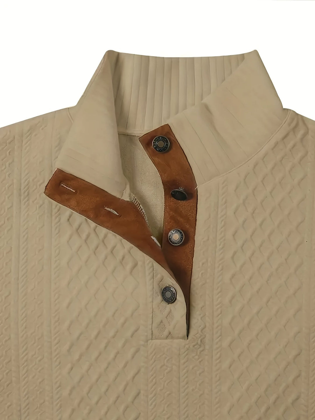 Heren Stand Collar Button Henley Sweater - Klassiek Comfort
