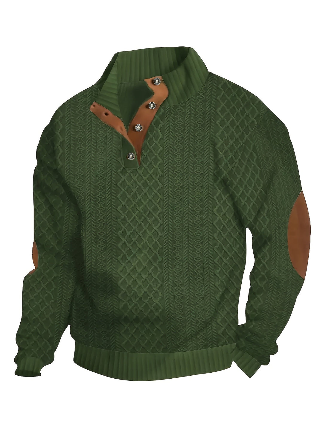 Heren Stand Collar Button Henley Sweater - Klassiek Comfort