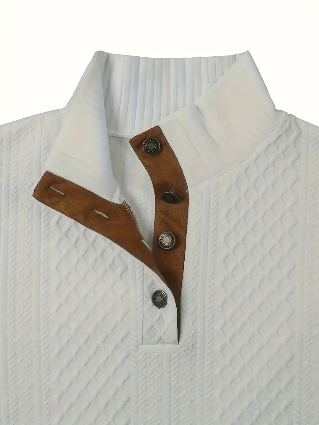 Heren Stand Collar Button Henley Sweater - Klassiek Comfort