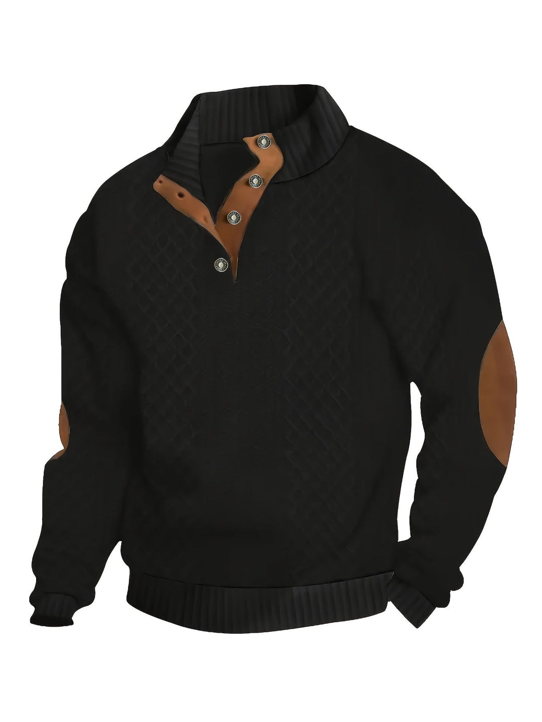 Heren Stand Collar Button Henley Sweater - Klassiek Comfort