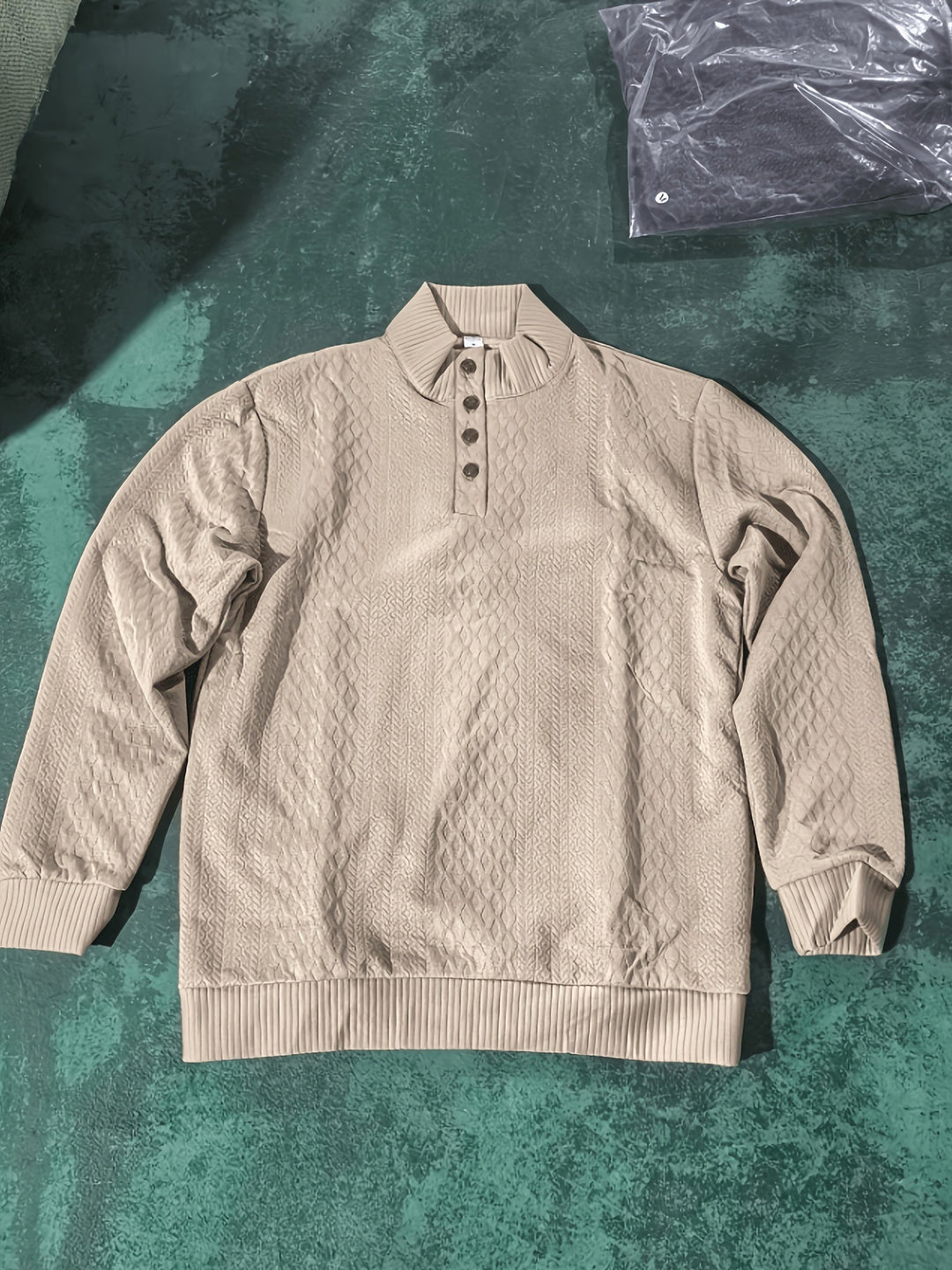 Heren Stand Collar Button Henley Sweater - Klassiek Comfort