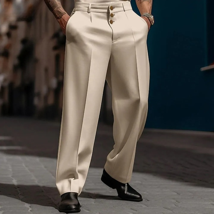 Heren Straight Fit Broek - Zakelijk en Comfortabel - Khaki