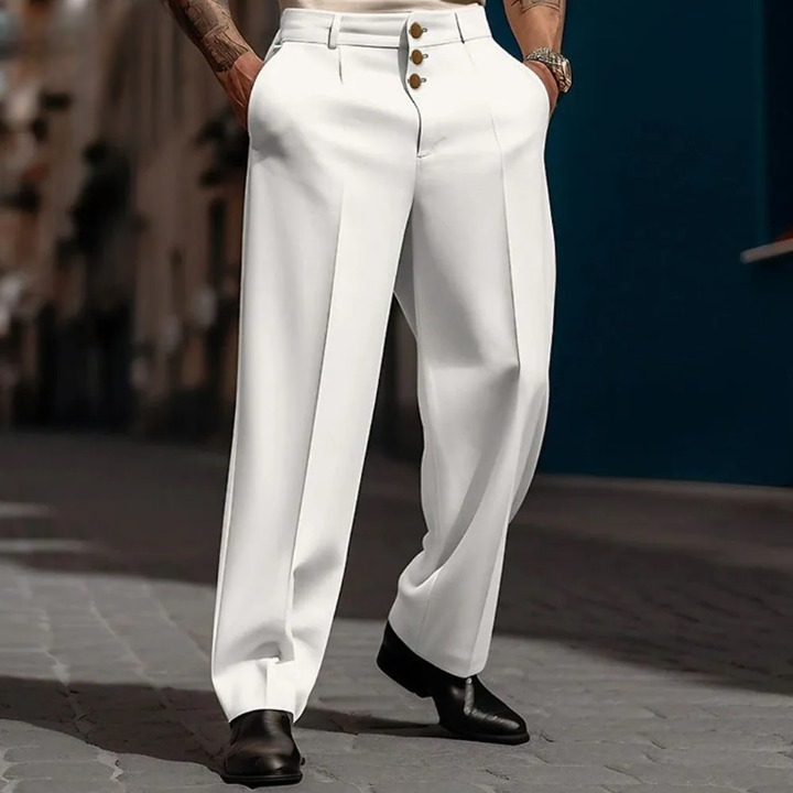 Heren Straight Fit Broek - Zakelijk en Comfortabel - Wit