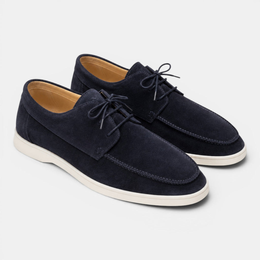 Heren Suède Instappers - Elegante Zomerschoenen - Marineblauw