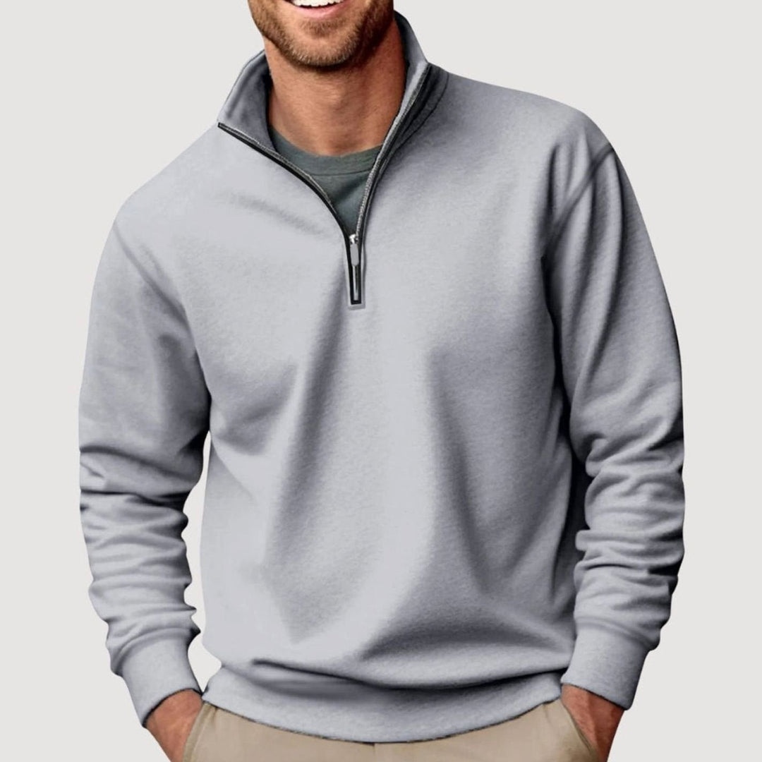 Heren Sweatshirt met Kraag en Rits in grijs, Casual Comfort