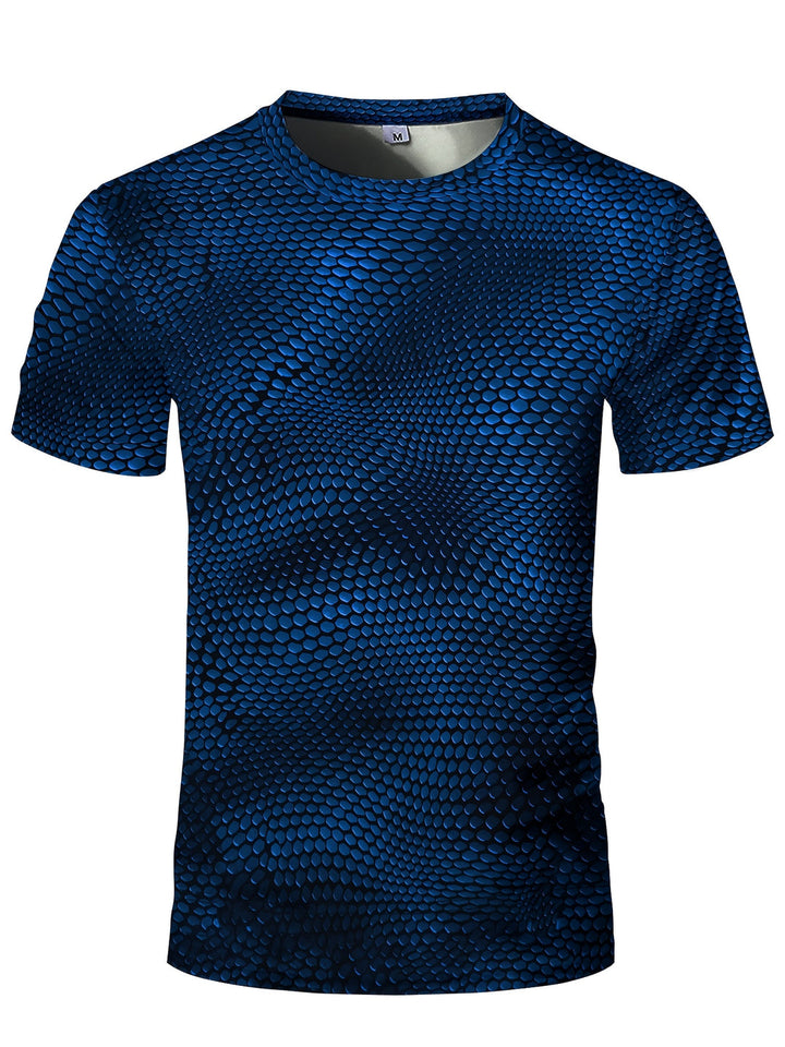 Heren T-shirt 3D Geometrisch Patroon - Stretch Sporttop
