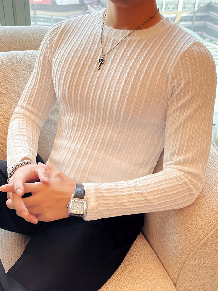 Heren T-shirt Lange Mouwen Slim Fit - Stretch Herfst - Wit