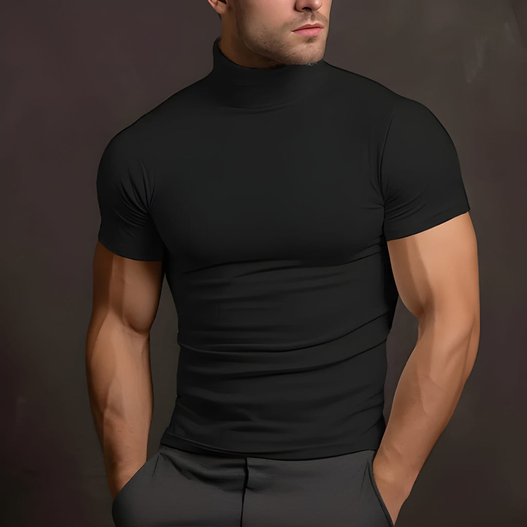 Heren T-Shirt Slim Fit Colkraag - Moderne Casual Look - Zwart