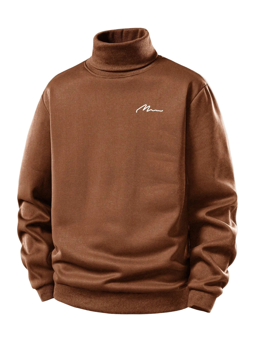 Heren Teddy Fleece Gevoerde Coltrui in bruin, Warm Casual Pullover
